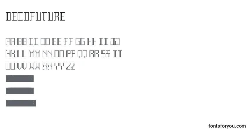 DecoFuture-fontti – aakkoset, numerot, erikoismerkit