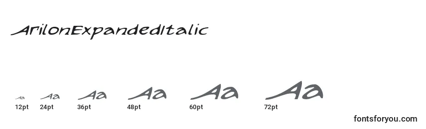 ArilonExpandedItalic Font Sizes