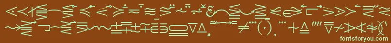 フォントQuantapionesskRegular – 緑色の文字が茶色の背景にあります。