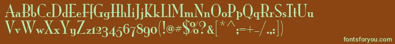 フォントMonaLisaSolidOsItcTt – 緑色の文字が茶色の背景にあります。