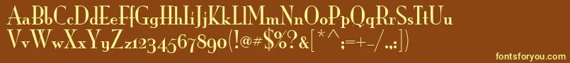 MonaLisaSolidOsItcTt-fontti – keltaiset fontit ruskealla taustalla