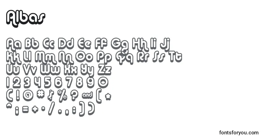 Czcionka Albas – alfabet, cyfry, specjalne znaki