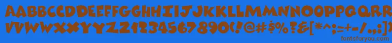 フォントComixheavyRegular – 茶色の文字が青い背景にあります。