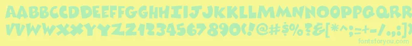 ComixheavyRegular Font – Green Fonts on Yellow Background