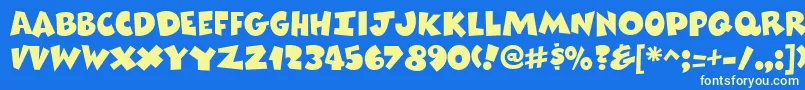 ComixheavyRegular Font – Yellow Fonts on Blue Background