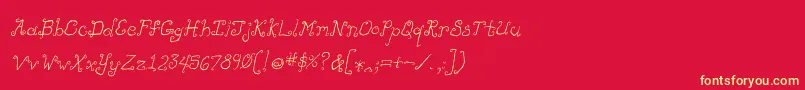 フォントLikecockatoositalic – 黄色の文字、赤い背景