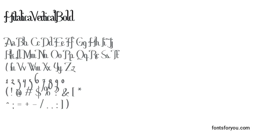 A fonte HitalicaVerticalBold – alfabeto, números, caracteres especiais