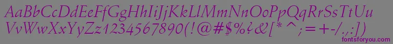SchneidlerItalicBt Font – Purple Fonts on Gray Background