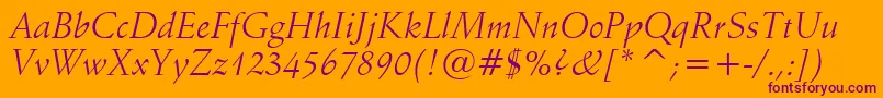 SchneidlerItalicBt Font – Purple Fonts on Orange Background