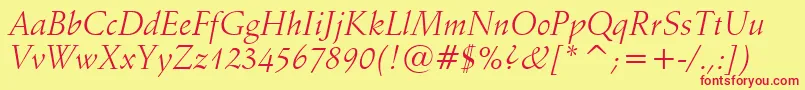 SchneidlerItalicBt Font – Red Fonts on Yellow Background