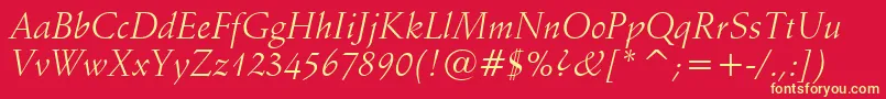 SchneidlerItalicBt Font – Yellow Fonts on Red Background