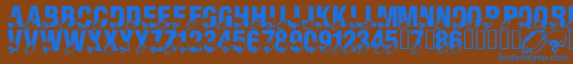 LmsMondayNightFootball-Schriftart – Blaue Schriften auf braunem Hintergrund