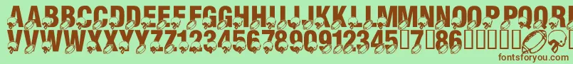 LmsMondayNightFootball Font – Brown Fonts on Green Background