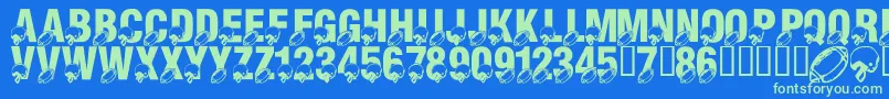 LmsMondayNightFootball Font – Green Fonts on Blue Background