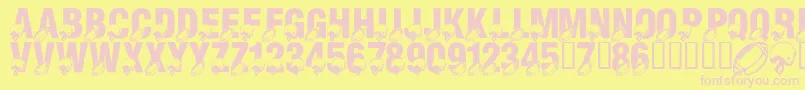 LmsMondayNightFootball Font – Pink Fonts on Yellow Background