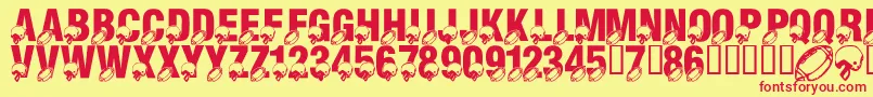 LmsMondayNightFootball Font – Red Fonts on Yellow Background