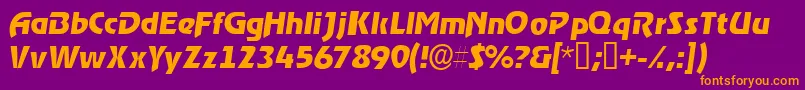 ThimbasskItalic-Schriftart – Orangefarbene Schriften auf violettem Hintergrund