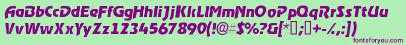 Шрифт ThimbasskItalic – фиолетовые шрифты на зелёном фоне