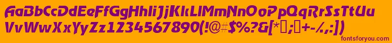 ThimbasskItalic-Schriftart – Violette Schriften auf orangefarbenem Hintergrund