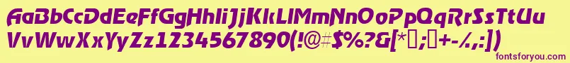 Шрифт ThimbasskItalic – фиолетовые шрифты на жёлтом фоне