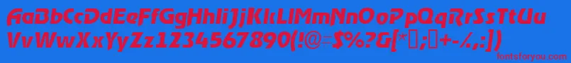 ThimbasskItalic Font – Red Fonts on Blue Background