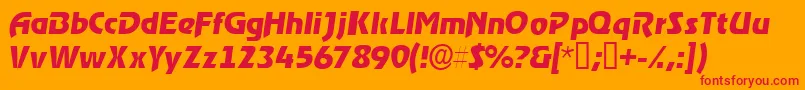 Fonte ThimbasskItalic – fontes vermelhas em um fundo laranja