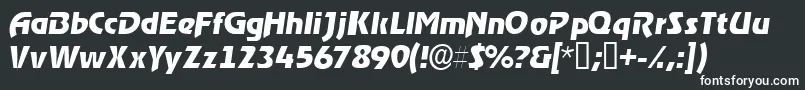 ThimbasskItalic-fontti – valkoiset fontit mustalla taustalla