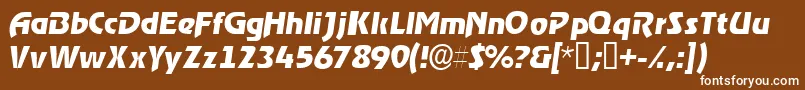 ThimbasskItalic-fontti – valkoiset fontit ruskealla taustalla