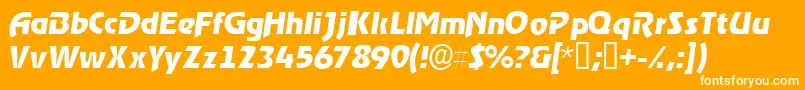 ThimbasskItalic-fontti – valkoiset fontit oranssilla taustalla
