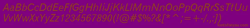 フォントGothic720ItalicBt – 紫色の背景に茶色のフォント