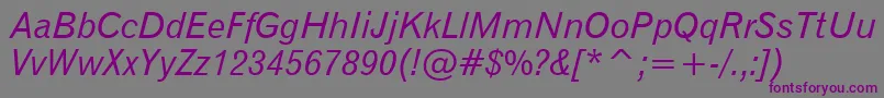 フォントGothic720ItalicBt – 紫色のフォント、灰色の背景