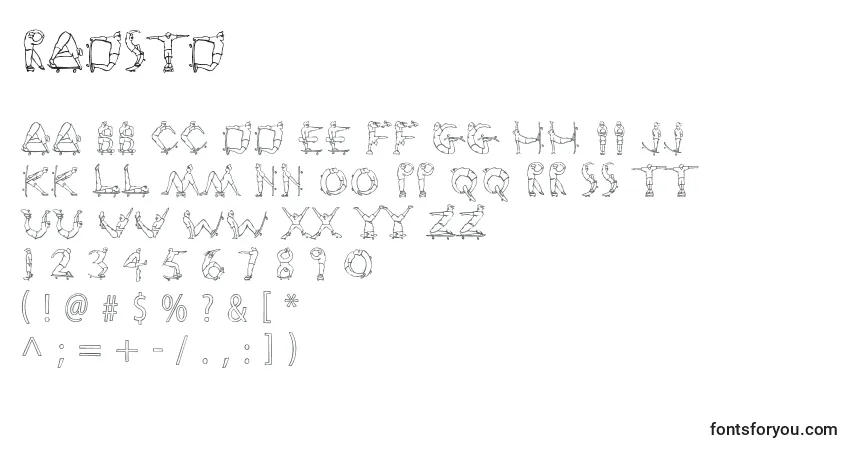 A fonte Radstd – alfabeto, números, caracteres especiais
