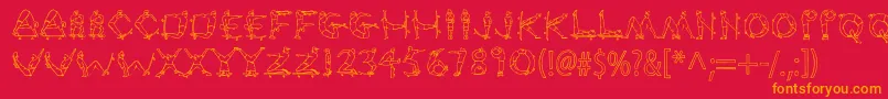 Radstd-Schriftart – Orangefarbene Schriften auf rotem Hintergrund