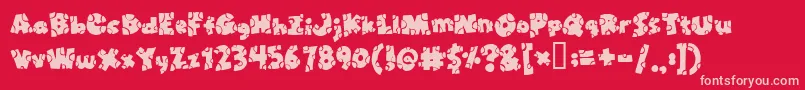 Broken Toys Font – Pink Fonts on Red Background