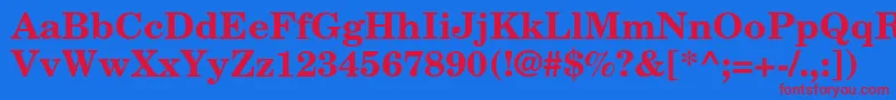 NewcenturyschlbkltstdBd Font – Red Fonts on Blue Background