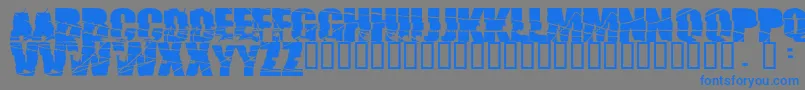 フォントBroken74 – 灰色の背景に青い文字