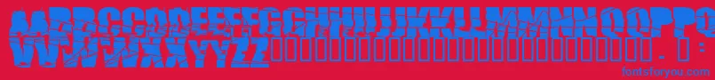 フォントBroken74 – 赤い背景に青い文字