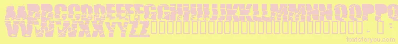 フォントBroken74 – ピンクのフォント、黄色の背景