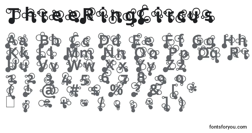 Schriftart ThreeRingCircus – Alphabet, Zahlen, spezielle Symbole