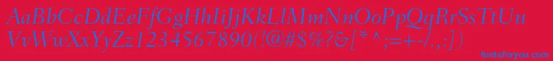 FairfieldltstdLightitalic Font – Blue Fonts on Red Background