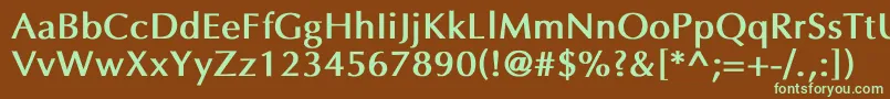 フォントEppleyBold – 緑色の文字が茶色の背景にあります。