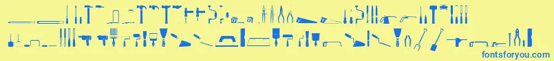 ToolsRegular Font – Blue Fonts on Yellow Background