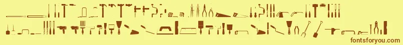 ToolsRegular Font – Brown Fonts on Yellow Background