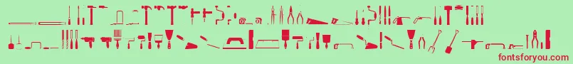 ToolsRegular Font – Red Fonts on Green Background