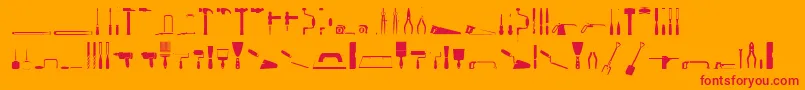 ToolsRegular-Schriftart – Rote Schriften auf orangefarbenem Hintergrund