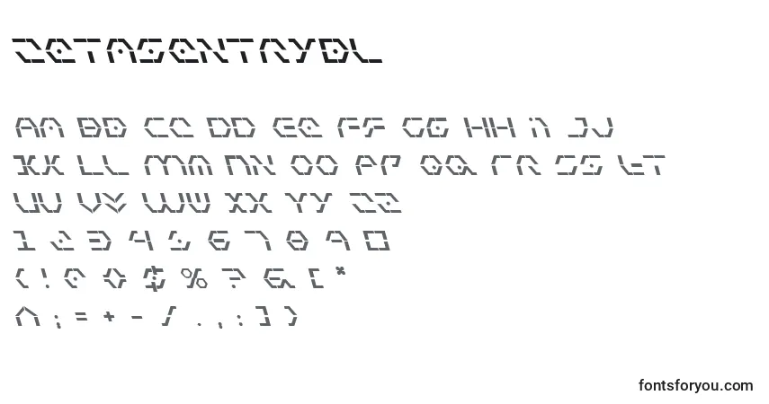 Schriftart Zetasentrybl – Alphabet, Zahlen, spezielle Symbole