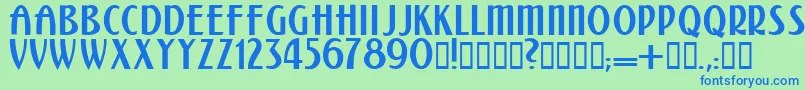 フォントKalenderblattgrotesk – 青い文字は緑の背景です。