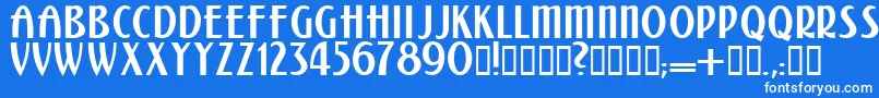 フォントKalenderblattgrotesk – 青い背景に白い文字