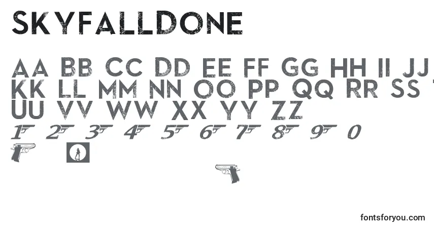 Schriftart SkyfallDone – Alphabet, Zahlen, spezielle Symbole