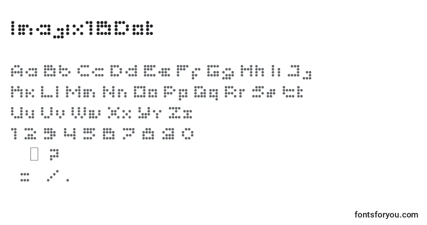 Czcionka Imajix16Dot – alfabet, cyfry, specjalne znaki